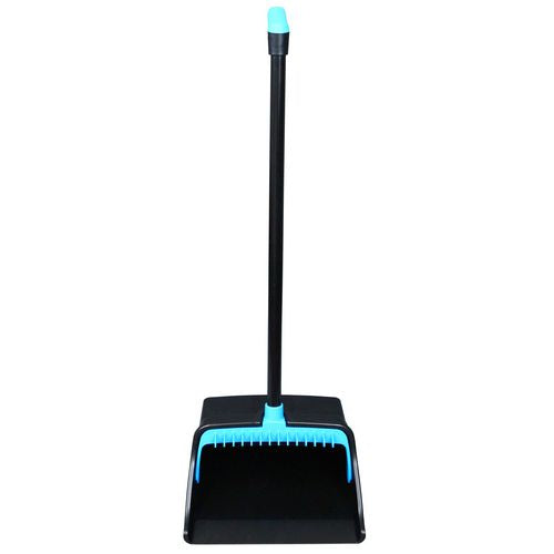 Image of Impact® LobbyMaster Plastic Dust Pan, 12.32" Wide, 31.84" Aluminum Handle, Blue/Black, 6/Carton