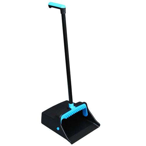 Image of Impact® LobbyMaster Plastic Dust Pan, 12.32" Wide, 31.84" Aluminum Handle, Blue/Black, 6/Carton