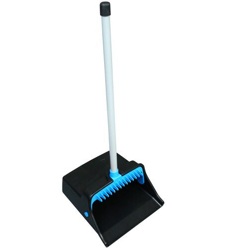 Image of Impact® LobbyMaster Plastic Dust Pan, 11.72" Wide, 31" PVC Handle, Blue/Black