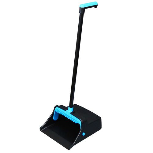 Image of Impact® LobbyMaster Plastic Dust Pan, 12.32" Wide, 31.84" Aluminum Handle, Blue/Black, 6/Carton