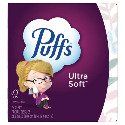 Image of Puffs® Ultra Soft Facial Tissue, 2-Ply, White, 72 Sheets/Box, 24 Boxes/Carton