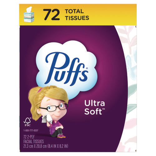 Image of Puffs® Ultra Soft Facial Tissue, 2-Ply, White, 72 Sheets/Box, 24 Boxes/Carton