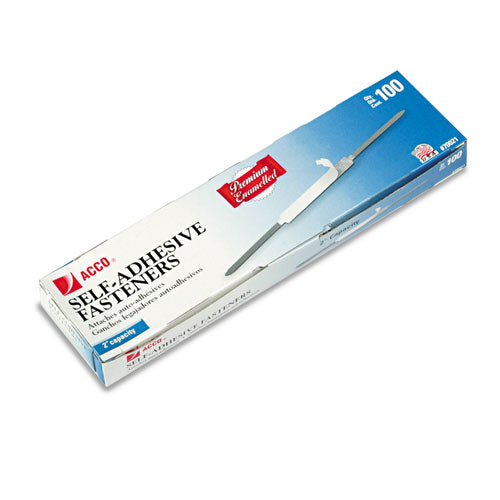 Image of ACCO Premium Self-Adhesive Two-Prong Paper Fastener Bases, 2" Capacity, 2.75" Center to Center, Brown, 100/Box