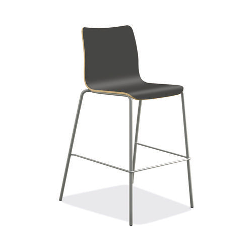 Image of HON® Ruck Laminate Stool, Supports Up to 300 lb, 30" Seat Height, Charcoal Seat/Back, Silver Base