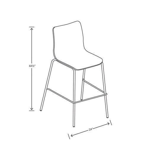 Image of HON® Ruck Laminate Stool, Supports Up to 300 lb, 30" Seat Height, Charcoal Seat/Back, Silver Base