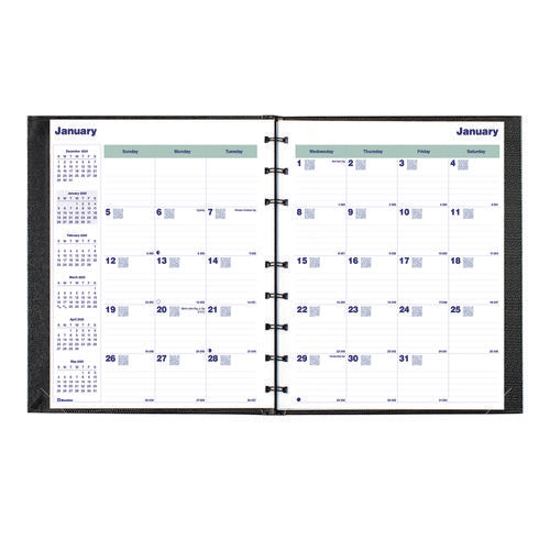 Image of Blueline® Plan and Link Monthly Planner, 9.25 x 7.25, Black Lizard-Like Faux Leather Cover, 16-Months: Sept 2024 to Dec 2025