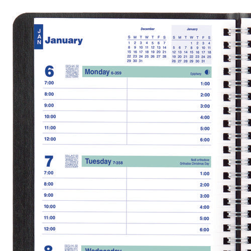 Image of Blueline® Plan and Link Weekly Planner, 8" x 5", Black Cover, 12-Month (Jan to Dec): 2025