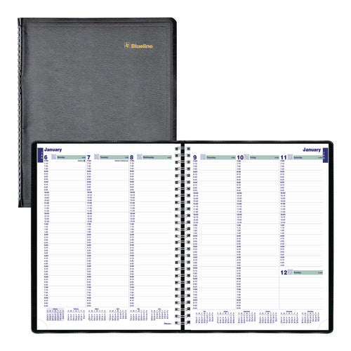 Image of Blueline® Plan and Link Weekly Appointment Planner, 11" x 9.06", Black Cover, 12-Month (Jan to Dec): 2025