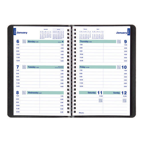 Image of Blueline® Plan and Link Weekly Planner, 8" x 5", Black Cover, 12-Month (Jan to Dec): 2025