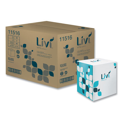 Image of Livi® VPG Select Cube Facial Tissue, 2-Ply, White, 90 Sheets/Box, 36 Boxes/Carton
