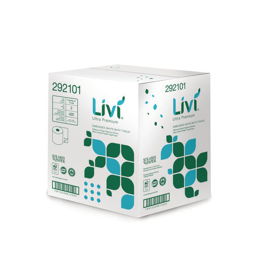 Image of Livi® Ultra Premium Bath Tissue, 2-Ply, White, 425 Sheets, 36 Rolls/Carton