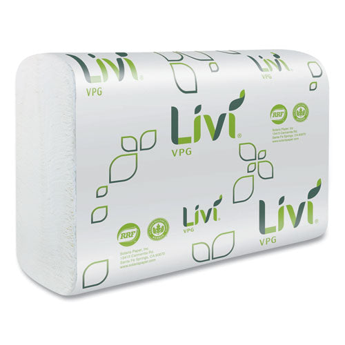 Image of Livi® VPG Multifold Towel, 1-Ply, 9.45 x 9.06, White, 250 Sheets/Pack, 16 Packs/Carton