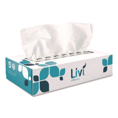 Image of Livi® VPG Select Flat Box Facial Tissue, 2-Ply, White, 100 Sheets/Box, 30 Boxes/Carton