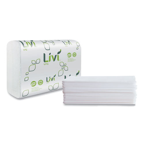 Image of Livi® VPG Multifold Towel, 1-Ply, 9.45 x 9.06, White, 250 Sheets/Pack, 16 Packs/Carton