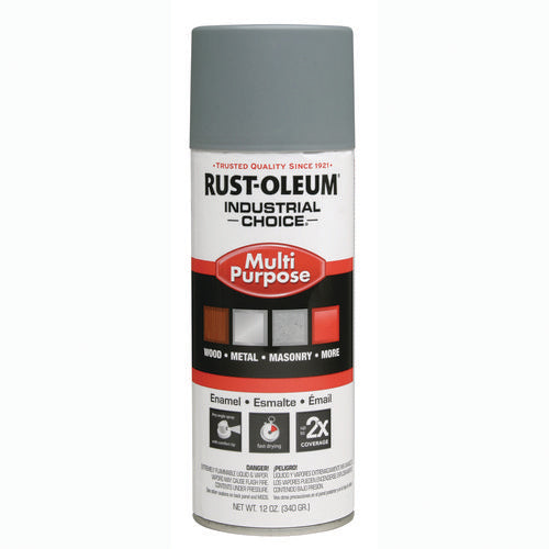 Image of Rust-Oleum® Industrial Choice 1600 System Multi-Purpose Enamel Spray Paint, Flat Gray, 12 oz Aerosol Can, 6/Carton