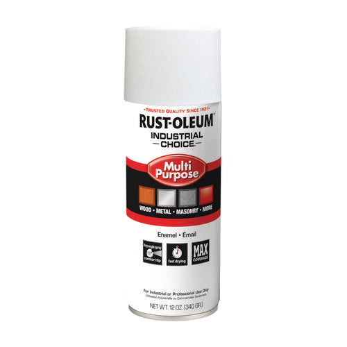 Image of Rust-Oleum® Industrial Choice 1600 System Multi-Purpose Enamel Spray Paint, Gloss White, 12 oz Aerosol Can, 6/Carton