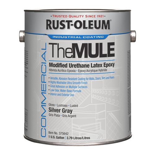 Image of Rust-Oleum® Commercial The MULE (Modified Urethane Latex Epoxy), Interior/Exterior, Gloss Silver Gray, 1 gal Bucket/Pail, 2/Carton