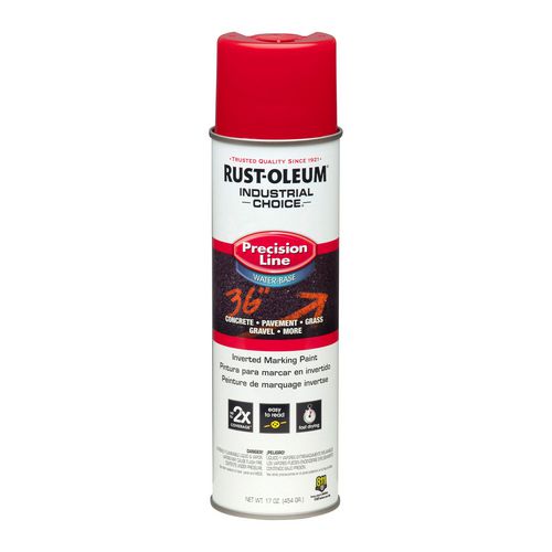Image of Rust-Oleum® Industrial Choice M1800 System Water-Based Precision Line Marking Paint, Flat Safety Red, 17 oz Aerosol Can, 12/Carton