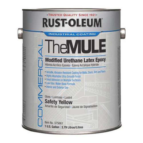 Image of Rust-Oleum® Commercial The MULE (Modified Urethane Latex Epoxy), Interior/Exterior, Gloss Safety Yellow, 1 gal Bucket/Pail, 2/Carton
