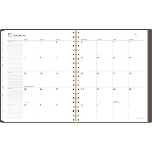 Image of Cambridge® Workstyle Monthly Poly Planner, Geometric Artwork, 11 x 8.5, Java Brown/Gold Cover, 12-Month (Jan to Dec): 2025