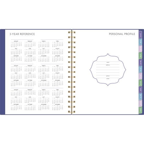 Image of AT-A-GLANCE® Badge Geo Weekly/Monthly Planner, 8.88 x 7.69, Purple/Gold Cover, 13-Month (Jan to Jan): 2025 to 2026