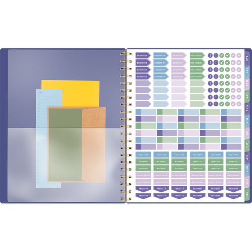 Image of AT-A-GLANCE® Badge Geo Weekly/Monthly Planner, 11 x 9.25, Purple/Gold Cover, 13-Month (Jan to Jan): 2025 to 2026