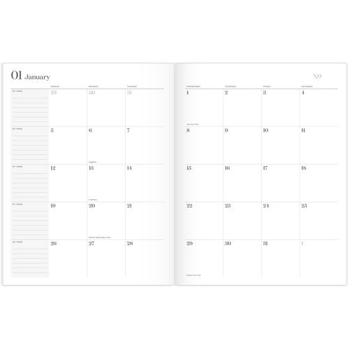 Image of Cambridge® Workstyle Monthly Stitched Planner, Geometric Artwork, 11 x 8.5, Seaside Blue/Gold Cover, 12-Month (Jan to Dec): 2025