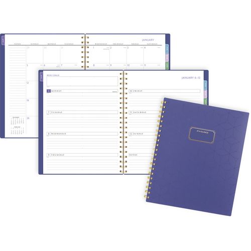 Image of AT-A-GLANCE® Badge Geo Weekly/Monthly Planner, 11 x 9.25, Purple/Gold Cover, 13-Month (Jan to Jan): 2025 to 2026