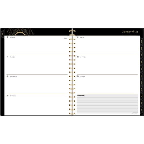 Image of Cambridge® Radiate Weekly/Monthly Planner, Stylized Solar-Eclipse Artwork, 11 x 9.25, Black/Gold Cover, 12-Month (Jan to Dec): 2025