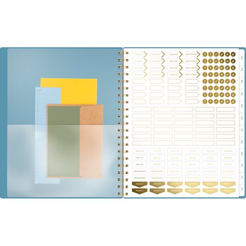 Image of Cambridge® Workstyle Weekly/Monthly Planner, Geometric Artwork, 11 x 9.38, Blue/Gold Cover, 12-Month (Jan to Dec): 2025
