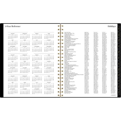 Image of Cambridge® Radiate Weekly/Monthly Planner, Stylized Solar-Eclipse Artwork, 11 x 9.25, Black/Gold Cover, 12-Month (Jan to Dec): 2025