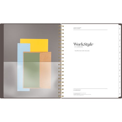 Image of Cambridge® Workstyle Monthly Poly Planner, Geometric Artwork, 11 x 8.5, Java Brown/Gold Cover, 12-Month (Jan to Dec): 2025