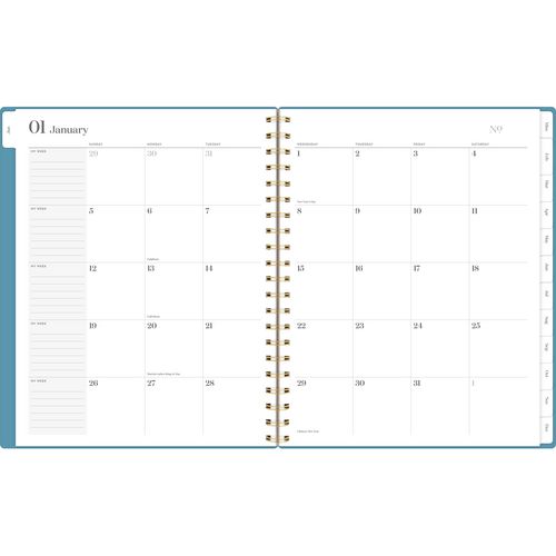 Image of Cambridge® Workstyle Weekly/Monthly Planner, Geometric Artwork, 11 x 9.38, Blue/Gold Cover, 12-Month (Jan to Dec): 2025