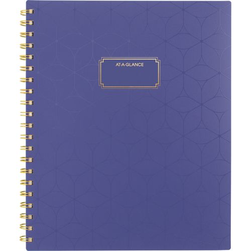 Image of AT-A-GLANCE® Badge Geo Weekly/Monthly Planner, 11 x 9.25, Purple/Gold Cover, 13-Month (Jan to Jan): 2025 to 2026