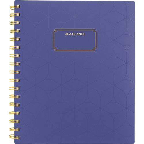 Image of AT-A-GLANCE® Badge Geo Weekly/Monthly Planner, 8.88 x 7.69, Purple/Gold Cover, 13-Month (Jan to Jan): 2025 to 2026