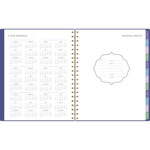 Image of AT-A-GLANCE® Badge Geo Weekly/Monthly Planner, 11 x 9.25, Purple/Gold Cover, 13-Month (Jan to Jan): 2025 to 2026