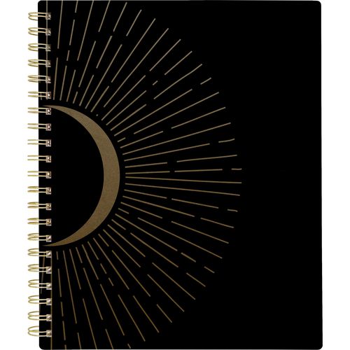 Image of Cambridge® Radiate Weekly/Monthly Planner, Stylized Solar-Eclipse Artwork, 11 x 9.25, Black/Gold Cover, 12-Month (Jan to Dec): 2025