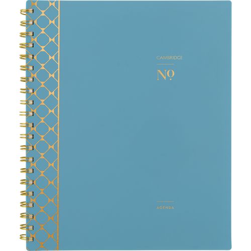 Image of Cambridge® Workstyle Weekly/Monthly Planner, Geometric Artwork, 11 x 9.38, Blue/Gold Cover, 12-Month (Jan to Dec): 2025
