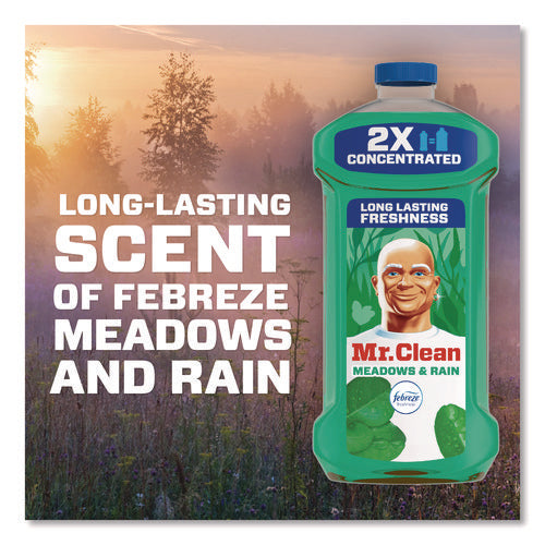 Image of Mr. Clean® Multipurpose Cleaning Solution with Febreze, Meadows and Rain, 64 oz Bottle, 4/Carton