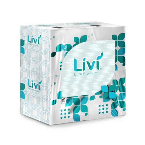 Image of Livi® Ultra Premium Livi Ultra Premium Facial Tissue, 2-Ply, White, Cube Box, 80 Sheets/Box, 4 Boxes/Pack, 6 Packs/Carton