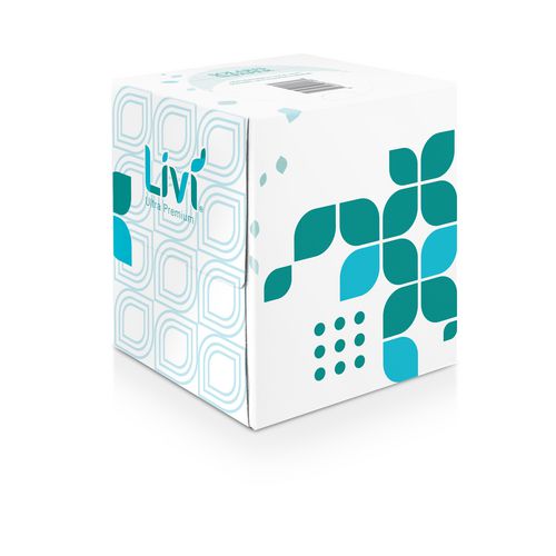 Image of Livi® Ultra Premium Livi Ultra Premium Facial Tissue, 2-Ply, White, Cube Box, 80 Sheets/Box, 4 Boxes/Pack, 6 Packs/Carton