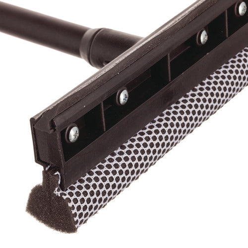 Image of Unger® Auto Squeegee, 8" Rubber Blade, 8" Mesh Scrubber, 21" Plastic Handle with Grip, Black