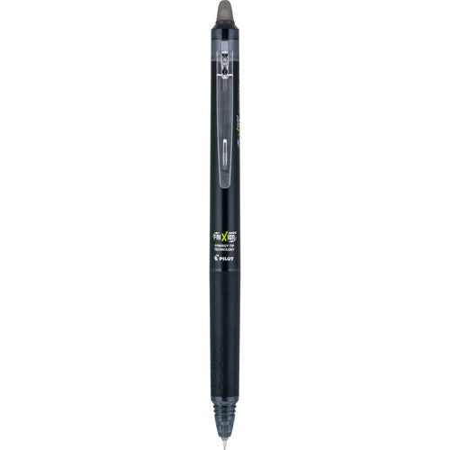 Image of Pilot® FriXion Synergy Clicker Erasable Gel Pen, Retractable, Extra-Fine 0.5 mm, Black Ink, Black/Smoke Barrel, Dozen