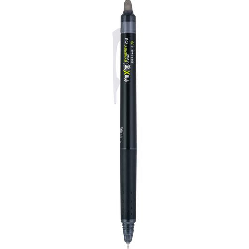 Image of Pilot® FriXion Synergy Clicker Erasable Gel Pen, Retractable, Extra-Fine 0.5 mm, Black Ink, Black/Smoke Barrel, Dozen