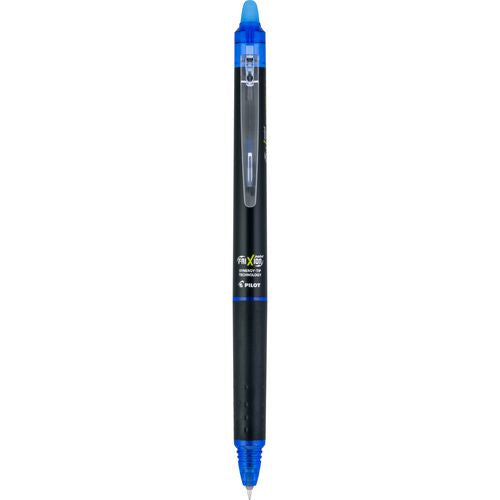 Image of Pilot® FriXion Synergy Clicker Erasable Gel Pen, Retractable, Extra-Fine 0.5 mm, Blue Ink, Black/Blue Barrel, Dozen