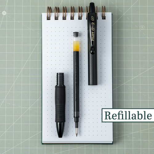 Image of Pilot® G2 Edge Premium Gel Pen, Retractable, Fine 0.7 mm, Black Ink, Black Barrel, Dozen