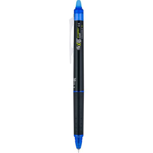 Image of Pilot® FriXion Synergy Clicker Erasable Gel Pen, Retractable, Extra-Fine 0.5 mm, Blue Ink, Black/Blue Barrel, Dozen