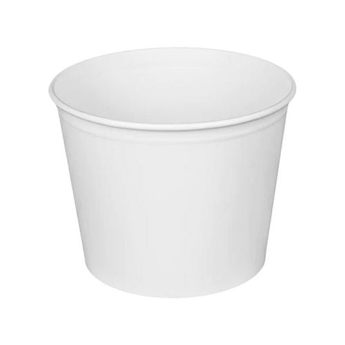 Image of Karat® Food Bucket with Lid, 85 oz, 7.36" Diameter x 6" h, White, Paper, 180/Carton