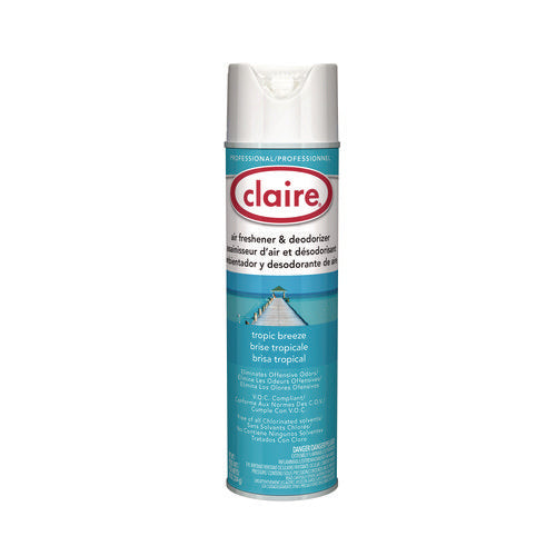 Image of Claire® Aerosol Air Freshener and Deodorizer, Tropic Breeze, 10 oz Aerosol Spray, 12 Cans