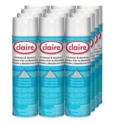 Image of Claire® Aerosol Air Freshener and Deodorizer, Tropic Breeze, 10 oz Aerosol Spray, 12 Cans